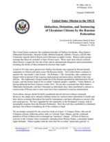 Statement by the Delegation of the United States of America on the abduction and illegal detention of Ukrainian citizens by the Russian Federation