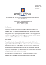 Statement by the Delegation of Norway on the ongoing aggression against Ukraine and violations of OSCE principles and commitments by the Russian Federation