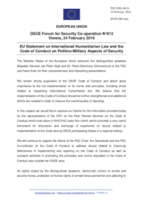 Statement by the Dutch EU Presidency in response to the presentations by Brigadier General (retired) J. P. Spijk, and by Ms. P. Ditrichová Ochmannová