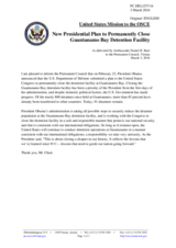 Statement by the Delegation of the United States of America on the presidential plan to close the Guantánamo Bay detention facility