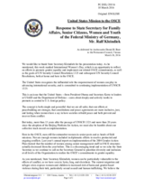 Statement by the Delegation of the United States of America in response to the address by the State Secretary of the Federal Ministry of Germany for Family Affairs, Mr. Ralf Kleindiek