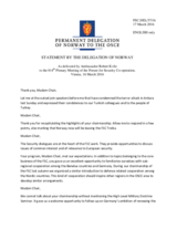 Statement by the Delegation of Norway in response to the closing statement of the Dutch FSC Chairmanship by Ambassador Desirée Kopmels, Chairperson of the Forum for Security Co-Operation