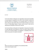 Response by the Delegation of Mongolia to the Questionnaire on the Code of Conduct on Politico-Military Aspects of Security Information Exchange on the Code of Conduct on Politico-Military Aspects of Security