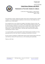 Statement by the Delegation of the United States of America on the terrorist attacks in Ben Gardane, Tunisia, on 7 March, and in Ankara, Turkey, on 13 March 2016