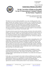 Statement by the Delegation of the United States of America on the conviction of Mr. Radovan Karadžić by the United Nations International Criminal Tribunal for the former Yugoslavia