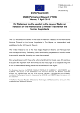 Statement by the Dutch EU Presidency on the conviction of Mr. Radovan Karadžić by the United Nations International Criminal Tribunal for the former Yugoslavia