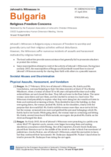 Session 3, Statement on Jehovah's Witnesses in Bulgaria