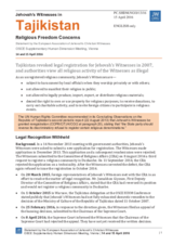 Session 3, Statement on Jehovah's Witnesses in Tajikistan