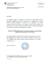Response by the Delegation of Switzerland to the Questionnaire on the Code of Conduct on Politico-Military Aspects of Security