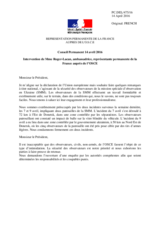 Intervention de Mme Roger-Lacan, ambassadrice, représentante permanente de la France auprès de l’OSCE