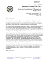 Statement by the Delegation of the United States of America on ensuring constitutional policing in the United States of America