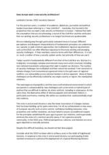 Does Europe need a new security architecture?