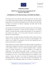 Statement by the Dutch EU Presidency in response to the presentations by Mr. O. Kverno, Dean of the Royal Danish Defence College, Copenhagen, and Ms. M. Kosiura-Kaźmierska, Deputy Director, Security Policy Department, Ministry of Foreign Affairs of Poland