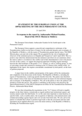 Statement by the Dutch EU Presidency in response to the report by the Head of the OSCE Mission to Moldova, Ambassador Michael Scanlan