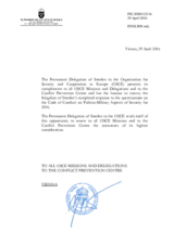 Response by the Delegation of Sweden to the Questionnaire on the Code of Conduct on Politico-Military Aspects of Security