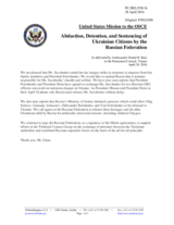 Statement by the Delegation of the United States of America on the abduction and illegal detention of Ukrainian citizens by the Russian Federation
