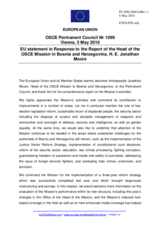 Statement by the Dutch EU Presidency in response to the report by the Head of the OSCE Mission to Bosnia and Herzegovina, Ambassador Jonathan Moore