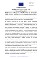Statement by the Dutch EU Presidency in response to the report by the Head of the OSCE Office in Tajikistan, Ambassador Markus Müller