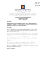 Statement by the Delegation of Norway in response to the presentation of the 2017 Programme Outline by the Secretary General, Ambassador Lamberto Zannier