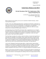 Statement by the Delegation of the United States of America on the 71st anniversary of the end of the Second World War in Europe and Europe Day