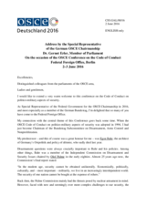 Address by the Special Representative of the German OSCE Chairmanship Dr. Gernot Erler, Member of Parliament 