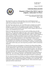 Statement by the Delegation of the United States of America in response to the report by the Head of the OSCE Centre in Ashgabat, Ambassador Ivo Petrov