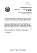 Statement by the Delegation of the United States of America on the release of Ms. N. Savchenko from prison in the Russian Federation