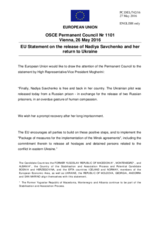 Statement by the Dutch EU Presidency on the release of Ms. N. Savchenko from prison in the Russian Federation