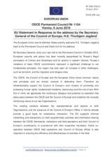 Statement by the Dutch EU Presidency in response to the address by the Secretary General of the Council of Europe, H.E. Thorbjørn Jagland