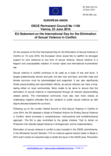 Statement by the Dutch EU Presidency on the International Day for the Elimination of Sexual Violence in Conflict, observed on 19 June 2016