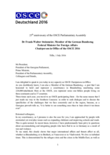 Speech by OSCE Chairperson-in-Office and Federal Foreign Minister Steinmeier Speech by OSCE Chairperson-in-Office and Federal Foreign Minister Steinmeier