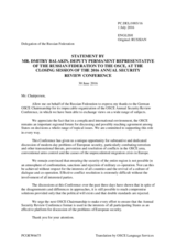 Statement by Mr. Dmitry Balakin, Deputy Permanent Representative to the OSCE