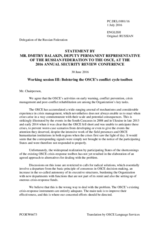 Statement by Mr. Dmitry Balakin, Deputy Permanent Representative to the OSCE