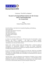 Keynote speech by Gernot Erler, Special Representative for the German OSCE Chairmanship