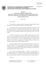 Statement by the Delegation of Armenia in response to the address by the Special Representative of the OSCE Chairperson-in-Office for the South Caucasus, Ambassador Günther Bächler