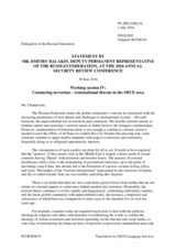 Statement by Mr. Dmitry Balakin, Deputy Permanent Representative to the OSCE