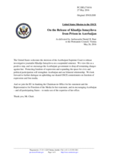 Statement by the Delegation of the United States of America on the release of Ms. K. Ismayilova in Azerbaijan