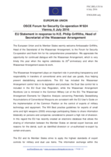Statement by the Slovak EU Presidency in response to the presentation by Mr. P. Griffiths, Head of Secretariat, Wassenaar Arrangement on Export Controls for Conventional arms and Dual-Use Goods and Technologies