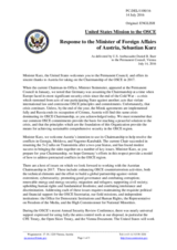 Statement by the Delegation of the United States of America in response to the address by the Minister for Foreign Affairs of Austria, H.E. Sebastian Kurz