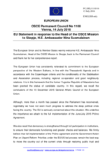 Statement by the Slovak EU Presidency in response to the report by the Head of the OSCE Mission to Skopje, Ambassador Nina Suomalainen