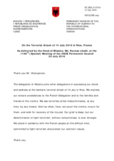 Statement by the Delegation of Albania on the terrorist attack in Nice on 14 July