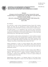 Statement by the Delegation of Armenia in response to the presentation by the Secretary General of the Annual Evaluation Report on the Implementation of the 2004 OSCE Action Plan for the Promotion Of Gender Equality