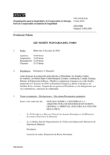 Diario de la 822ª Sesión plenaria del Foro de Cooperación en materia de Seguridad  