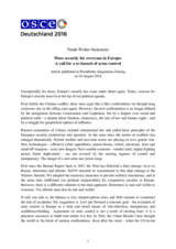 More security for everyone in Europe: A call for a re-launch of arms control