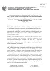 Statement by the Delegation of Armenia in response to the report by the Chairperson of the Informal Working Group Focusing on the Issue of Migration and Refugee Flows
