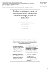 Presentation by Ms. Jana Costachi, Migration Expert, former Coordinator of ILO Projects in Moldova and Central Asia, former Deputy Minister of Social Protection and Labour, Moldova