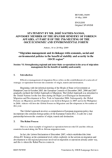 Presentation by Mr. Jose Matres Manso, Senior Advisor to the Secretary General on Consular Affairs and Migration, Ministry of Foreign Affairs and Co-operation, Spain