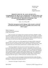 Presentation by Ms. Aigul Ryskulova, Chairperson, State Committee on Migration and Employment, Kyrgyzstan