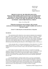 Presentation by Mr. Philippe Boncour, Head of the International Dialogue on Migration Division, Migration Policy, Research and Communication Department, IOM, Geneva