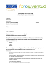 Application form for the Youth Forum
